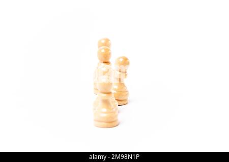 Chess pawns lined up on white background. Business concept Stock Photo
