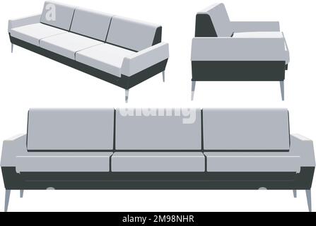 Soft sofa icon. Isometric of soft sofa vector icon for web design isolated on white background Stock Vector