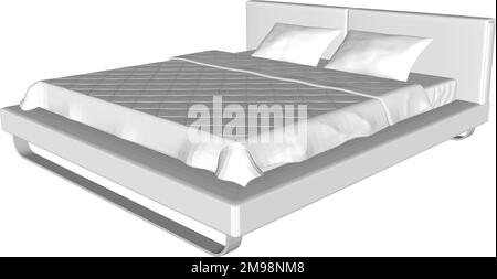 3d render of modern bed on a white background Stock Vector