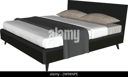 3d render of modern bed on a white background Stock Vector