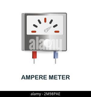 Ampere Meter icon. 3d illustration from construction instruments collection. Creative Ampere Meter 3d icon for web design, templates, infographics and Stock Vector