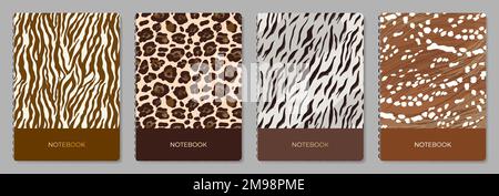 Cover page templates. Vector Animals skin prints.  Stock Vector