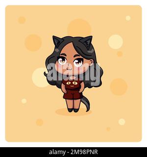 vector pixel art isolated cat girl Stock Vector Image & Art - Alamy