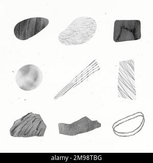 Scribble strokes and gray stone textures design element collection vector Stock Vector