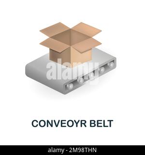 Conveoyr Belt icon. 3d illustration from construction instruments collection. Creative Conveoyr Belt 3d icon for web design, templates, infographics Stock Vector
