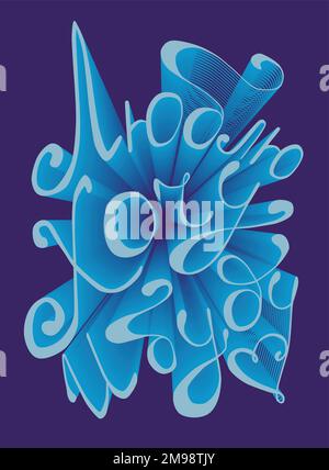 I love, I want and I will, inscription in Russian. Love 3d text effect. Valentine card template. Volumetric lettering. Stock Vector