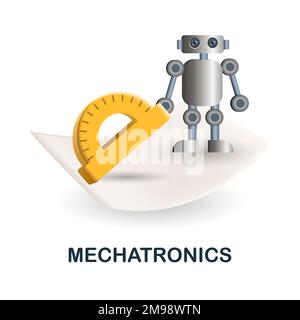 Mechatronics icon. 3d illustration from engineering collection. Creative Mechatronics 3d icon for web design, templates, infographics and more Stock Vector
