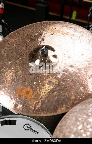 Mike Johnston's drum kit photographed at The Egg, Bath. Stock Photo