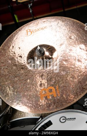 Mike Johnston's drum kit photographed at The Egg, Bath. Stock Photo