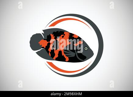 Oscar Fish in a circle. Fish logo design template. Seafood restaurant shop Logotype concept icon. Stock Vector