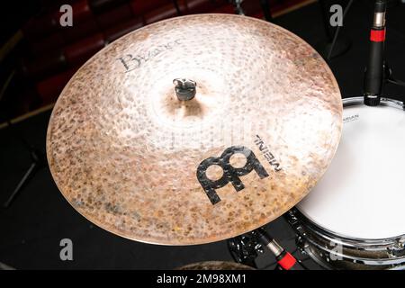 Mike Johnston's drum kit photographed at The Egg, Bath. Stock Photo