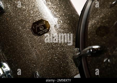 Mike Johnston's drum kit photographed at The Egg, Bath. Stock Photo