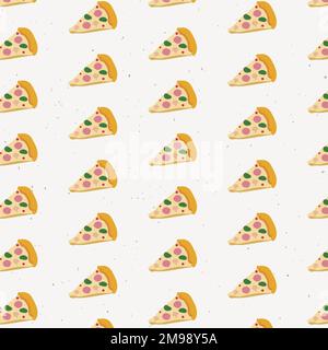 Doodle pizza seamless pattern vector Stock Vector