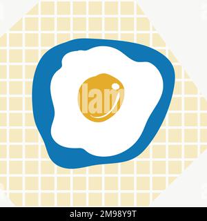 Cute sunny side up egg doodle sticker vector Stock Vector