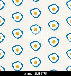 Doodle sunny side up egg seamless pattern vector Stock Vector