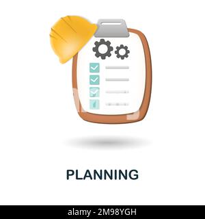 Planning icon. 3d illustration from engineering collection. Creative Planning 3d icon for web design, templates, infographics and more Stock Vector