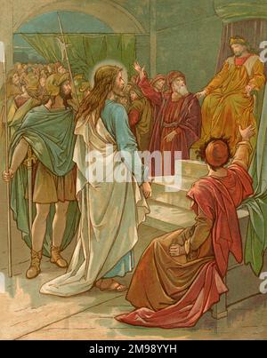 Biblical Tales by John Lawson, Jesus before Herod - Art Thou a King? Stock Photo