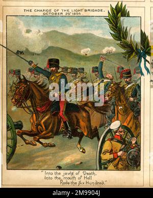 Charge of the Light Brigade, 25 October 1854, with a quotation from Tennyson's poem. Stock Photo