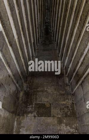 Burial chamber of the Red Pyramid in Dahshur, Egypt Stock Photo