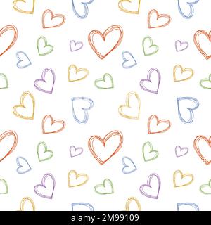 Seamless pattern design heart shape abstract doodle background illustration for digital and print materials Stock Vector