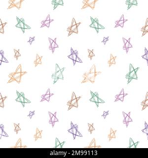 Seamless pattern design star shape abstract doodle background illustration for digital and print materials. Stock Vector