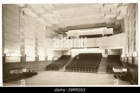 BBC Broadcasting House in May 1935, the Concert Hall viewed from the stage. Stock Photo