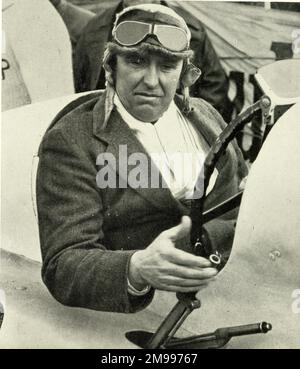 Parry Thomas, motor racing driver, at the wheel of Babs, half an hour before his fatal accident attempting another world speed record at Pendine, Carmarthenshire on 3 March 1928. Stock Photo