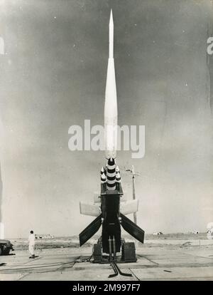 Bristol Bobbin recoverable ramjet test vehicle in the launch position. Stock Photo