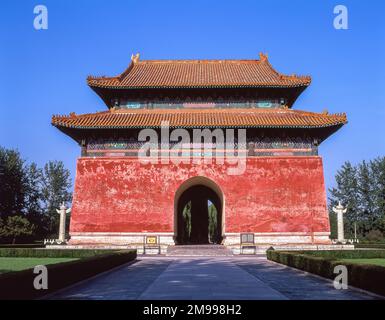 Shengong Shengde Stele Pavilion at Sacred Way, The Ming tombs, Changping District, Beijing, The People's Republic of China Stock Photo