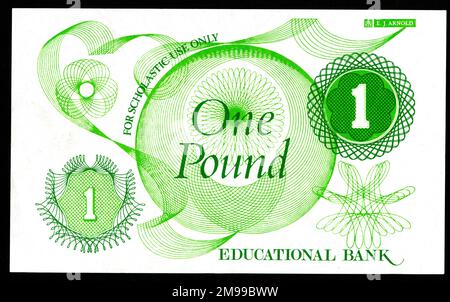 Educational Bank, One Pound note, for scholastic use only. Stock Photo