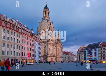 Church of Our Lady (Frauenkirche), Neumarkt square in Dresden, Germany Stock Photo