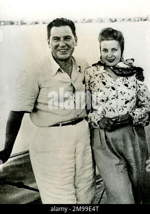 Juan Domingo Peron (1895-1974), Argentinian soldier and politician, with his wife Eva Peron (Evita, 1919-1952), in May 1946, just before he became President. Stock Photo