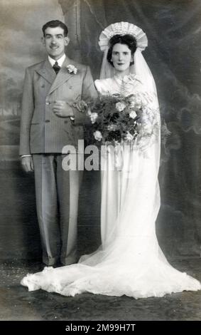 British wedding photograph - smart couple. Stock Photo