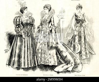 Historic Fancy Dress Ball at Devonshire House, London - Countess of Lonsdale, Countess of Powis and Lady Doreen Long. Stock Photo