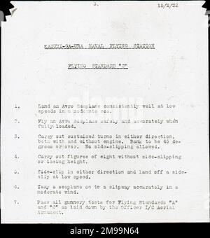 Copy of Flying Standard 'C' Schedule. William Francis Forbes-Sempill, 19th Lord Sempill AFC, AFRAeS (1893-1965) was a Scottish peer and record-breaking air pioneer who was later shown to have passed secret information to the Imperial Japanese military before the Second World War. In 1921, Sempill led an official military mission to Japan that showcased the latest British aircraft. In subsequent years he continued to aid the Imperial Japanese Navy in developing its Navy Air Service and began giving military secrets to the Japanese. Although his activities were uncovered by British Intelligenc Stock Photo