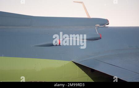 Farnborough 92- Russian Naval Aviation (Aviatsiya Voenno-morskovo Flota Rossii) - Yakovlev Yak-38M - 'Yellow 38'. Detail of the rear fuselage. Stock Photo