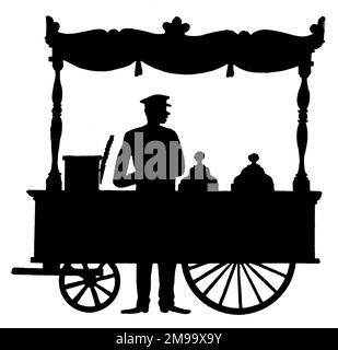 Silhouette - Ice Cream Seller, Street Vendor. Stock Photo