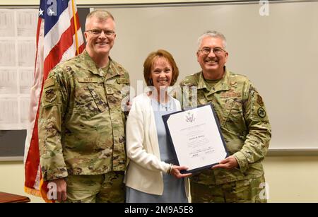 Senior Master Sgt. Richard Bailey, 117th Air Refueling Wing, Emergency Manager, retires after 36 years of service at Sumpter Smith Joint National Guard Base, Ala. May 15, 2022. Bailey started his career in Communications and for the past 14 years served as the Emergency Manager for the Civil Engineering squadron. He was instramental in responding to multiple man-made and natural disaster relief efforts, including the recent COVID-19 pandemic. Stock Photo