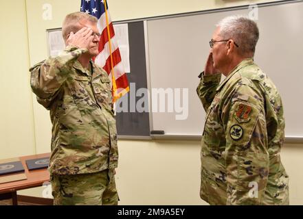 Senior Master Sgt. Richard Bailey, 117th Air Refueling Wing, Emergency Manager, retires after 36 years of service at Sumpter Smith Joint National Guard Base, Ala. May 15, 2022. Bailey started his career in Communications and for the past 14 years served as the Emergency Manager for the Civil Engineering squadron. He was instramental in responding to multiple man-made and natural disaster relief efforts, including the recent COVID-19 pandemic. Stock Photo