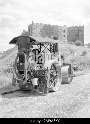 Aveling & Porter Steam Roller DE 4629 of Pembrokeshire County Council, at Manorbier Castle. Stock Photo