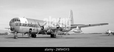 United States Air Force - Boeing KC-97G-24-BO Stratofreighter 52-2632 (msn 16663) (Note -Douglas F5D-1 Skylancer NASA 212 (BuNo 139208) in background.) number: 2632 was converted to C-97G and named City of Prescott with the 197th Military Airlift Squadron of the Arizona ANG in May 1972. To MASDC as CH528 28 June 1972. Stock Photo