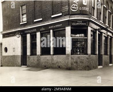 Photograph of Clarendon Arms, Camberwell, London. The main side of the print (shown here) depicts: Close up corner on view.  The back of the print (available on request) details: Nothing for the Clarendon Arms, Camberwell, London SE5 0TH. As of July 2018 . Individually owned Stock Photo