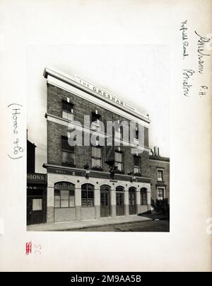 Photograph of Gresham Tavern , Brixton, London. The main side of the print (shown here) depicts: Left Face on view of the pub.  The back of the print (available on request) details: Trading Record 1934 . 1961 for the Gresham Tavern, Brixton, London SW9 7HT. As of July 2018 . Now in residential use Stock Photo