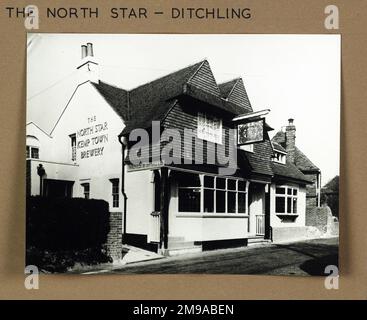 Photograph of North Star PH, Ditchling, Sussex. The main side of the print (shown here) depicts: Left Face on view of the pub.  The back of the print (available on request) details: Nothing for the North Star, Ditchling, Sussex BN1 4SD. As of July 2018 . Now in residential use Stock Photo