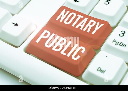Writing displaying text Notary Public. Word for Legality Documentation Authorization Certification Contract Stock Photo