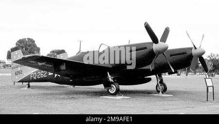 (United States Air Force - )North American F-82E Twin Mustang 46-0262 (msn 144-38148, buzz number FQ-262), on display at Lackland Air Force Base near San Antonio in Texas, in the USAF History and Traditions Museum collection. Stock Photo