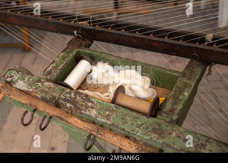 cocoons of white silkworms bred to produce silk , raw silk  Stock Photo