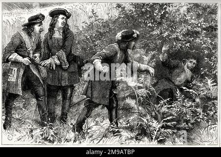Capture of James Scott, 1st Duke of Monmouth, hiding in a ditch on 8 July 1685, having fled from the Battle of Sedgemoor two days earlier. Stock Photo
