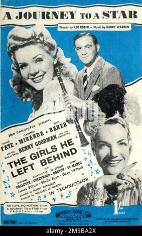 Music cover, A Journey to A Star, words by Leo Robin, music by Harry Warren, played by Benny Goodman in the 20th Century Fox film The Girls He Left Behind, starring  Alice Faye and Carmen Miranda Stock Photo