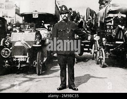 London policeman directing traffic Stock Photo